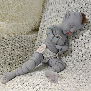 45cm Handmade Arts Dolls Full Body Silicone Reborn Baby Gril Doll W/Rooted Hair